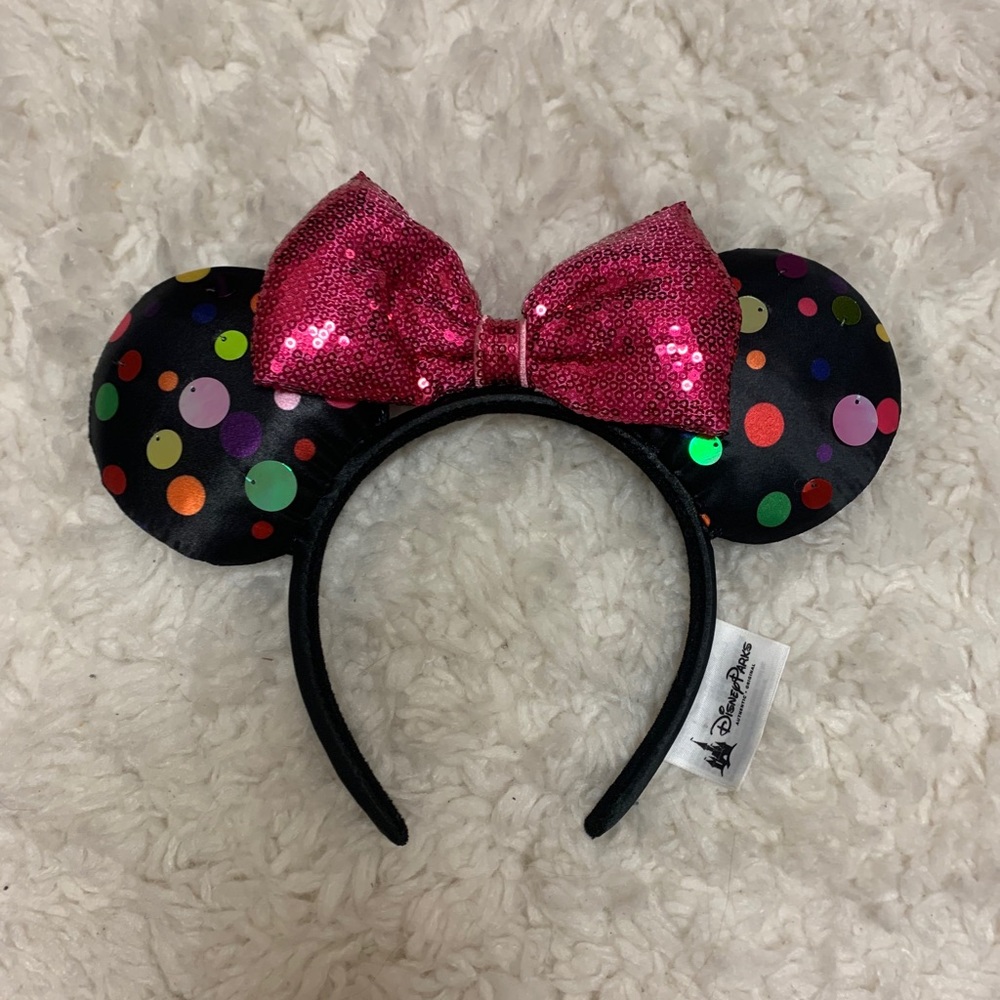 NWOT Disney Parks Rainbow Polka Dot Minnie Ears